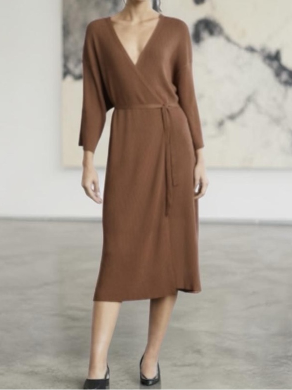 Everlane Ribbed Wrap-Front Midi Dress